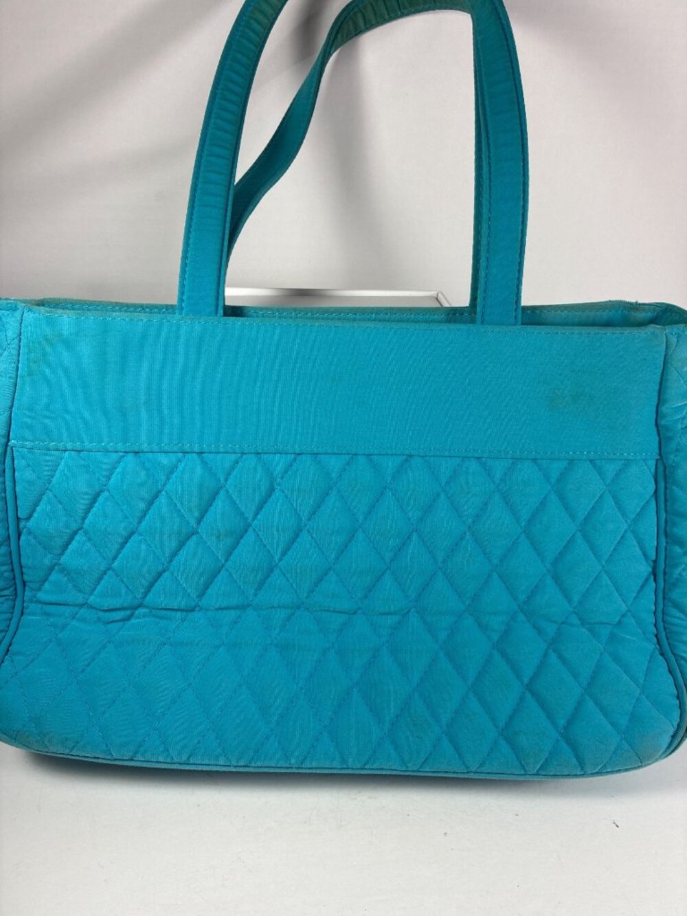 Vera Bradley Quilted Tote Turquoise Cotton Shoulder Bag Toggle Closure - Picture 3 of 10